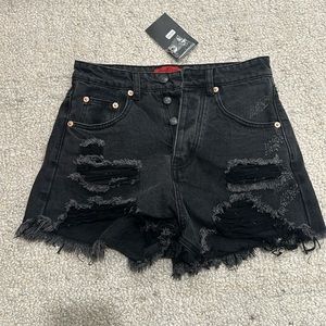 Cute black washed high waisted shorts